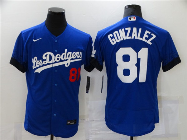 Mens Los Angeles Dodgers #81 Victor Gonzalez Nike Royal Stitched 2021 Los Angeles City Connect Jersey