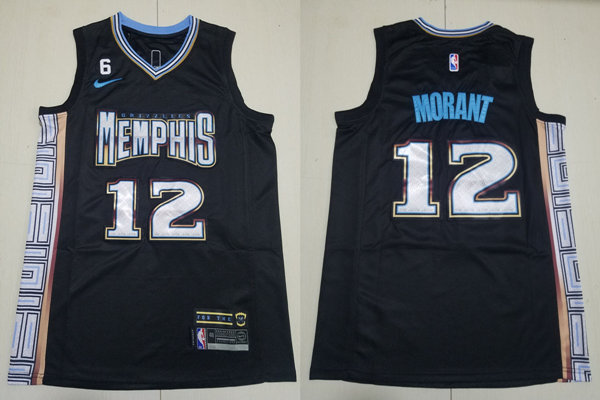 Mens Memphis Grizzlies #12 Ja Morant Black 2022-23 City Edition Swingman Jersey