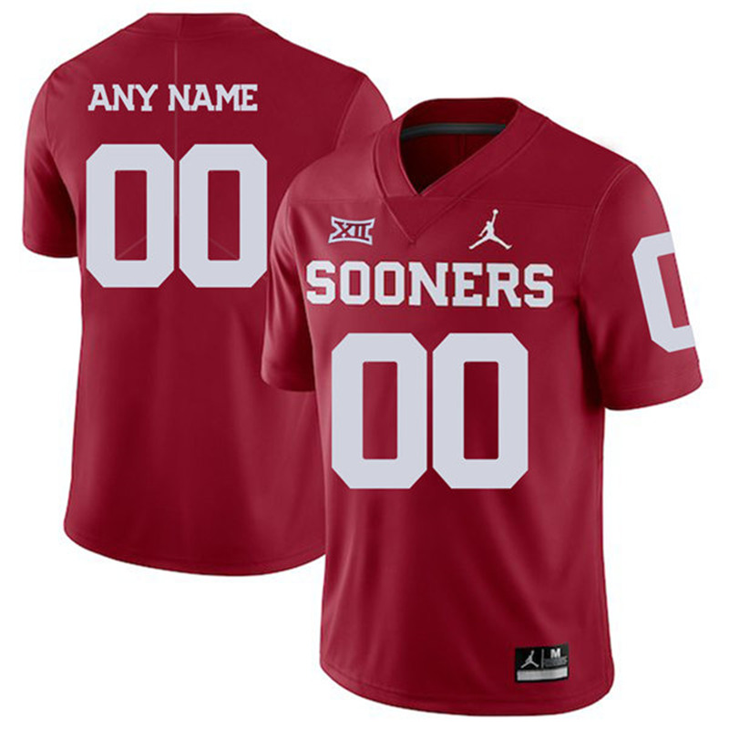 Mens Oklahoma Sooners Custom Jordan Crimson College Football Jersey