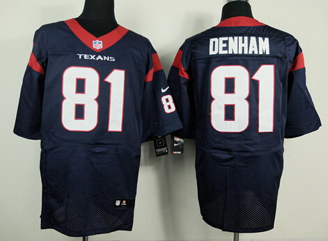 Men's Houston Texans #81 Anthony Denham Blue Nik Elite Jersey