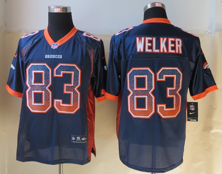 Men's Denver Broncos #83 Welker Nik Drift Fashion Blue Elite Jersey