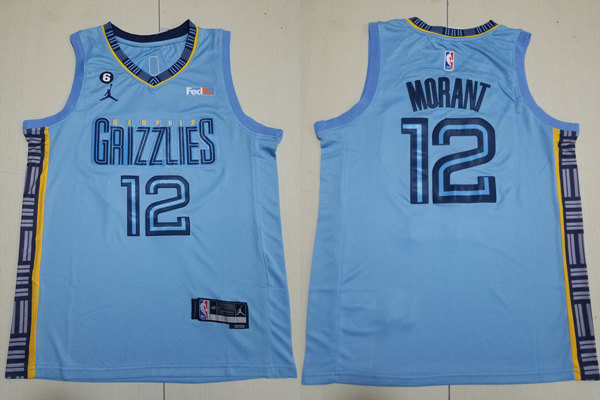 Mens Memphis Grizzlies #12 Ja Morant 2022-23 Light Blue Statement Edition Jersey