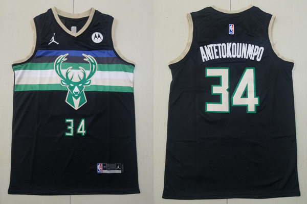 Men's Milwaukee Bucks #34 Giannis Antetokounmpo Jordan Brand Black Statement Edition Swingman Jersey