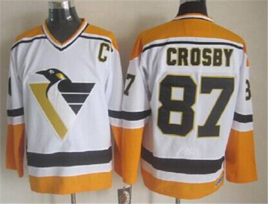 Men's Pittsburgh Penguins #87 Sidney Crosby White 1997-98 Throwback Jersey