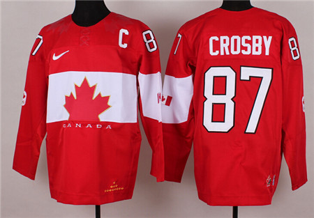 Men's Canada 2014 Olympics Hockey Jersey #87 Sidney Crosby Team Red