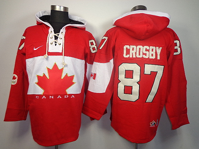2014 Olympics Canada Team Hoodies #87 Sidney Crosby Red