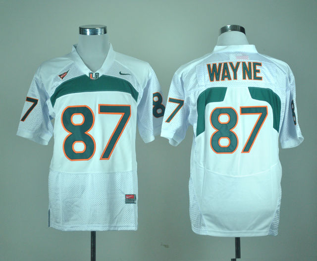 Men's Miami Hurricanes #87 Reggie Wayne Nike White Throwback Football Jersey