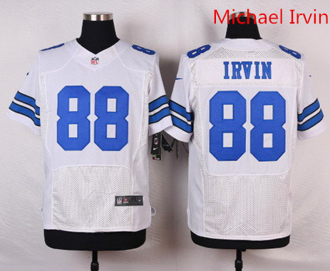 Men's Dallas Cowboys Retired Player #88 Michael Irvin White Nik Elite Jersey
