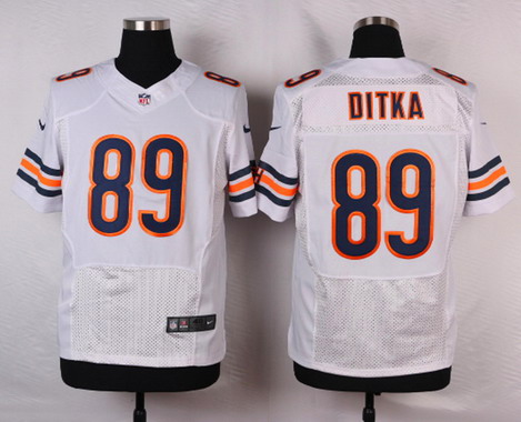 Men's Chicago Bears Throwback Plyer #89 Mike Ditka White Nik Elite Jersey