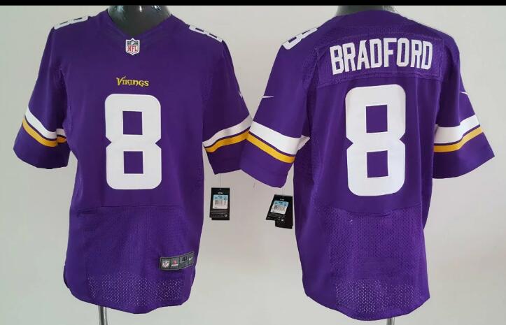 Men's Minnesota Vikings #8 Sam Bradford Nike Purple Elite Jersey