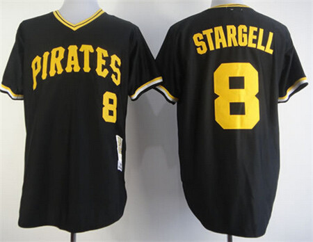 Men's Pittsburgh Pirates #8 Willie Stargell Black Throwback Jersey