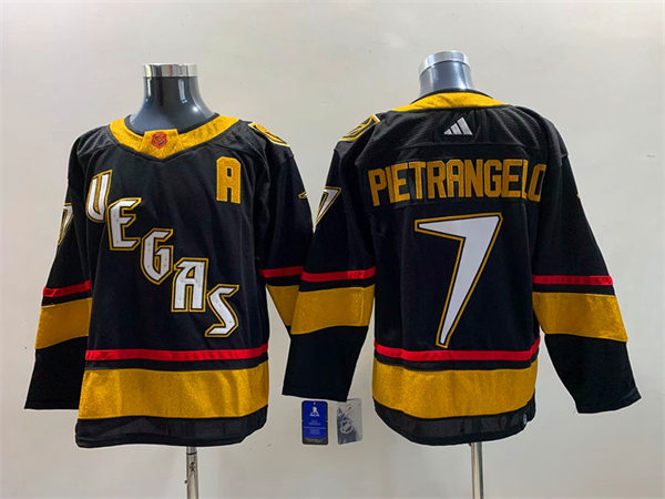 Mens Vegas Golden Knights #7 Alex Pietrangelo Black 2022 Reverse Retro Primegreen Jersey