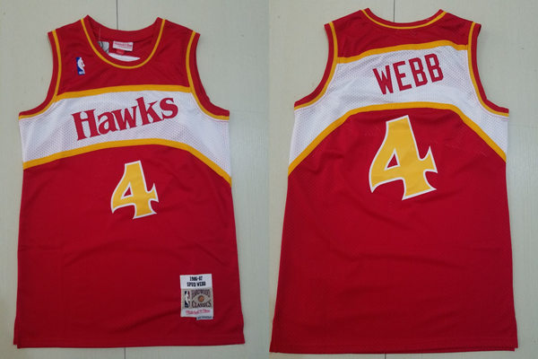 Men's Atlanta Hawks #4 Spud Webb Red Throwback Swingman Jersey