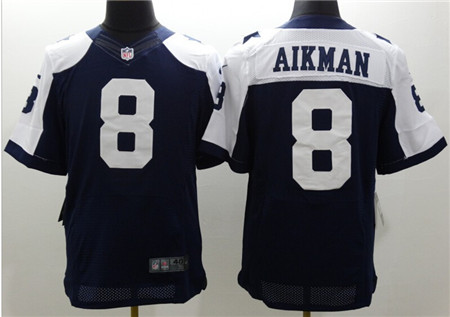 Men's Nike Elite Jersey  Dallas Cowboys #8 Troy Aikman Blue Thanksgiving