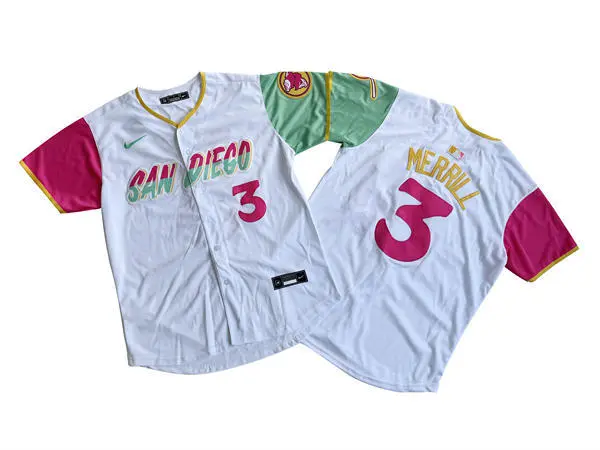 Men's San Diego Padres #3 Jackson Merrill White City Connect Jersey