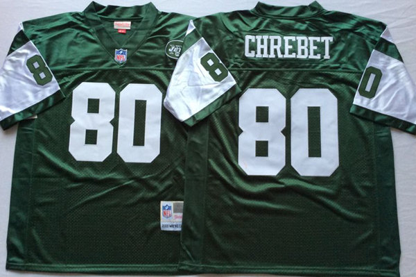 Mens New York Jets Green #80 Wayne Chrebet Green Mitchell & Ness NFL Throwback Football Jersey