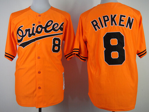 Men's Baltimore Orioles #8 Cal Ripken Throwback Orange  Jersey