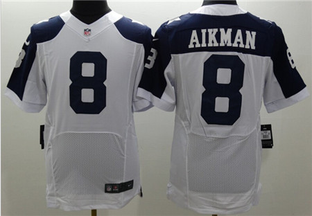 Mens Nike NFL Elite Jersey Dallas Cowboys #8 Troy Aikman White Thanksgiving