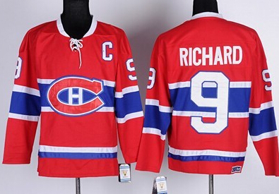 Men's Montreal Canadiens #9 Maurice Richard Red CCM Jersey