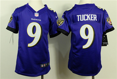 Kid's Baltimore Ravens #9 Justin Tucker Nike Game Purple Home Jerse