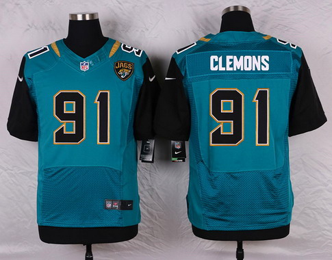 Men's Jacksonville Jaguars #91 Chris Clemons Elite Green Nike Jersey