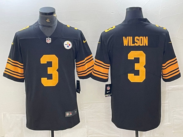 Men's Pittsburgh Steelers #3 Russell Wilson Nike Black Alternate 2 Vapor F.U.S.E. Limited Jersey