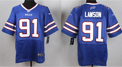 Men's Buffalo Bills #91 Manny Lawson Nike Light Blue Elite Jersey