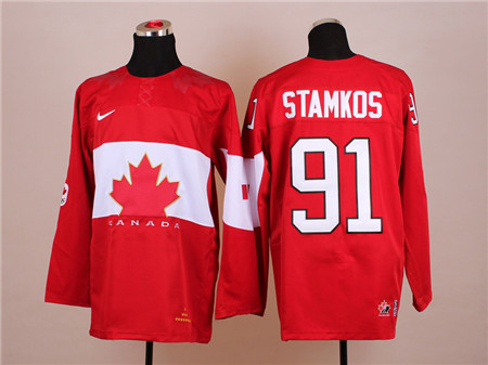 Men's Canada 2014 Olympics Hockey Jersey #91 Steven Stamkos Team Red