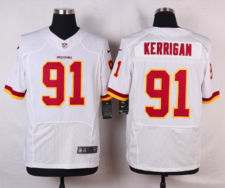 Men's Washington Redskins #91 Ryan Kerrigan White Nik Elite Jersey