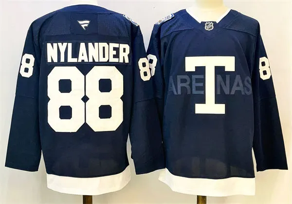 Men's Toronto Maple Leafs #88 William Nylander 2022 Navy Team Heritage Classic Jersey