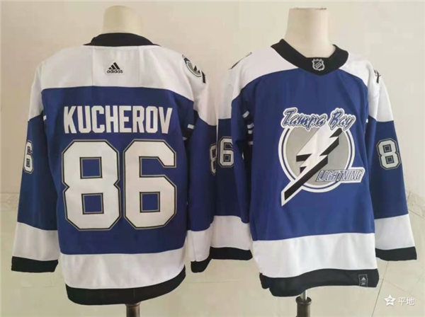 Men's Tampa Bay Lightning #86 Nikita Kucherov Blue Adidas 2021 NHL Reverse Retro Special Edition Jersey