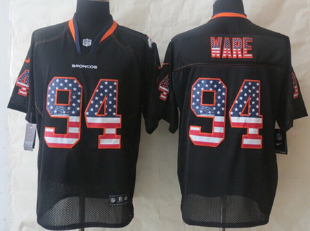 Men's Denver Broncos #94 DeMarcus Ware 2014 USA Flag Fashion Black Nik Elite Jerseys