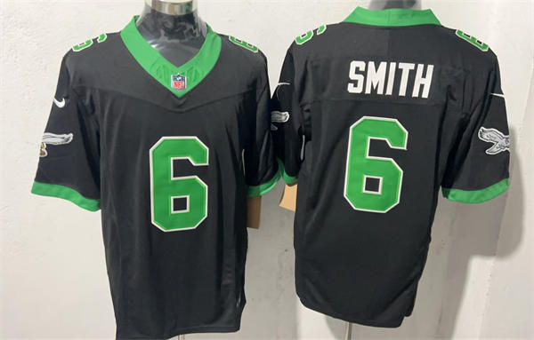 Mens Philadelphia Eagles #6 DeVonta Smith 2023 Nike Black 1996 Retro Jersey