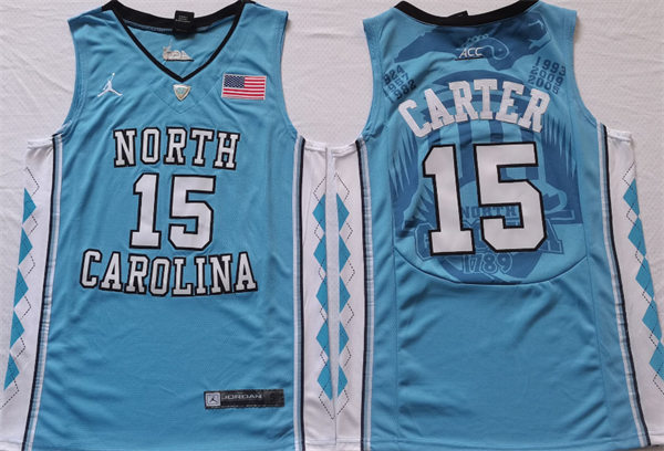 Men's North Carolina Tar Heels #15 Vince Carter 2016 Roayl College Baseketball Jersey