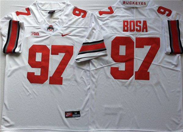 Men's Ohio State Buckeyes #97 Nick Bosa Nike White Limited College Football Jersey