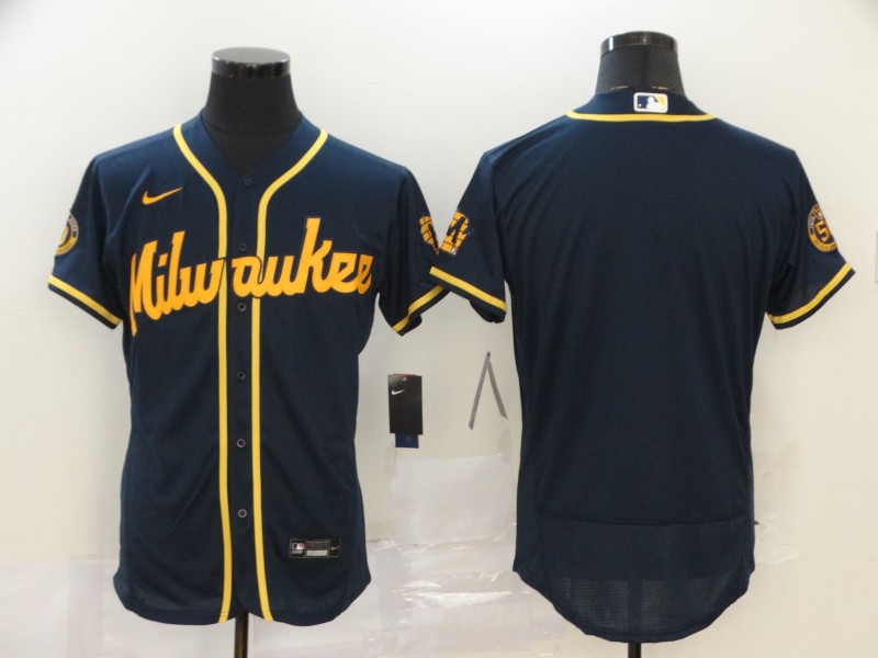 Men's Milwaukee Brewers Nike Navy Alternate 2020 Authentic Team Jersey