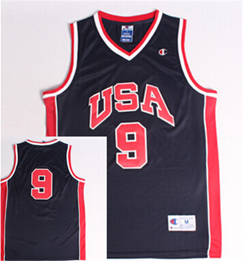 Men's Team USA 1984 MVP #9 Michael Jorda Navy Blue Without name Swingman Jersey