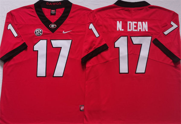 Mens Georgia Bulldogs #17 Nakobe Dean Nike Red Home Game Football jersey