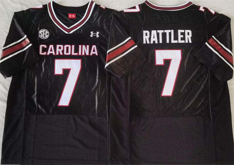 Mens South Carolina Gamecocks #7 Spencer Rattler Black College Football Game Jersey
