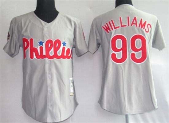 Men's Philadelphia Phillies #99 Mitch Williams Gray Mitchell & Ness Jersey