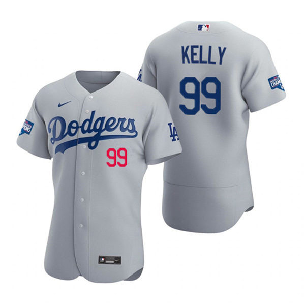 Mens Los Angeles Dodgers #99 Joe Kelly Nike Grey Road FlexBase Jersey