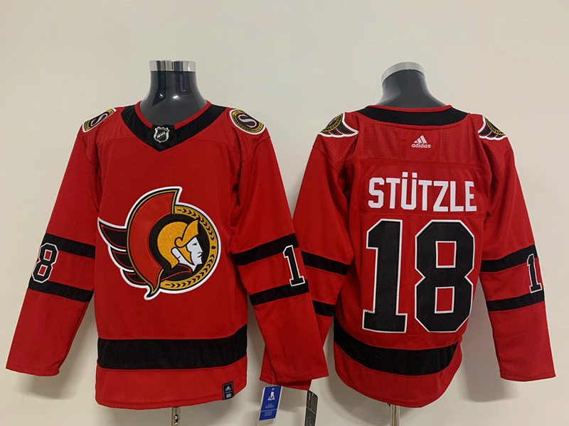 Men's Ottawa Senators #18 Tim Stutzle Tim Stuetzle Stitched adidas Red 2021 Reverse Retro Authentic Jersey