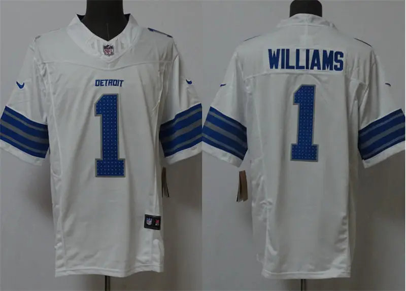 Mens Detroit Lions #1 Jameson Williams Nike 2025 White Vapor F.U.S.E. Limited Jersey
