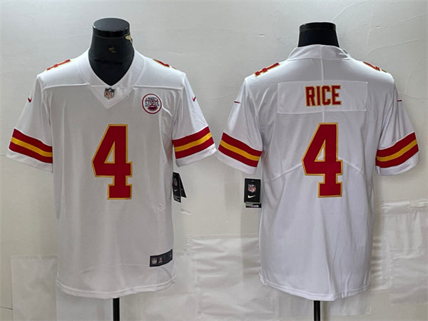 Men's Kansas City Chiefs #4 Rashee Rice Nike White Vapor Untouchable Limited Jersey