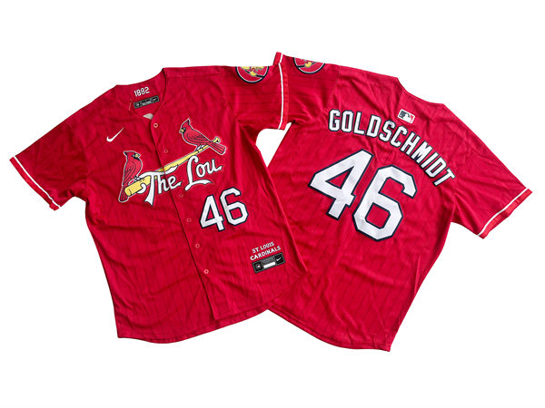 Mens St. Louis Cardinals #46 Paul Goldschmidt Red 2024 City Connect Limited Jersey