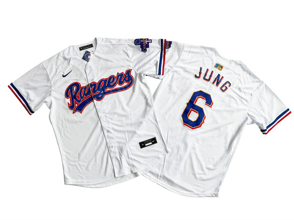 Mens Texas Rangers #6 Josh Jung GOLD-TRIMMED WORLD SERIES CHAMPIONSHIP Limited Jersey