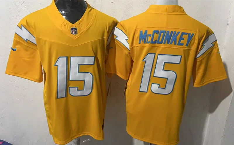 Men's Los Angeles Chargers #15 Ladd McConkey Nike Gold Alternate Charger Power Vapor F.U.S.E. Limited Jersey