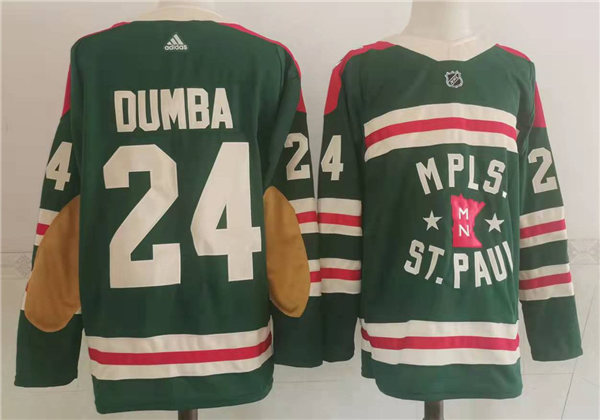 Mens Minnesota Wild #24 Matt Dumba Adidas Green 2022 Winter Classic State of Hockey Jersey