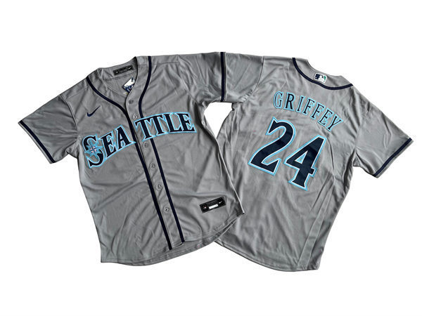 Men's Seattle Mariners Retired Player #24 Ken Griffey Jr. Nike Grey Cool Base Jersey