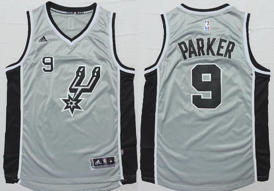 Mens's San Antonio Spurs #9 Tony Parker Revolution 30 Swingman 2015 Gray Jersey